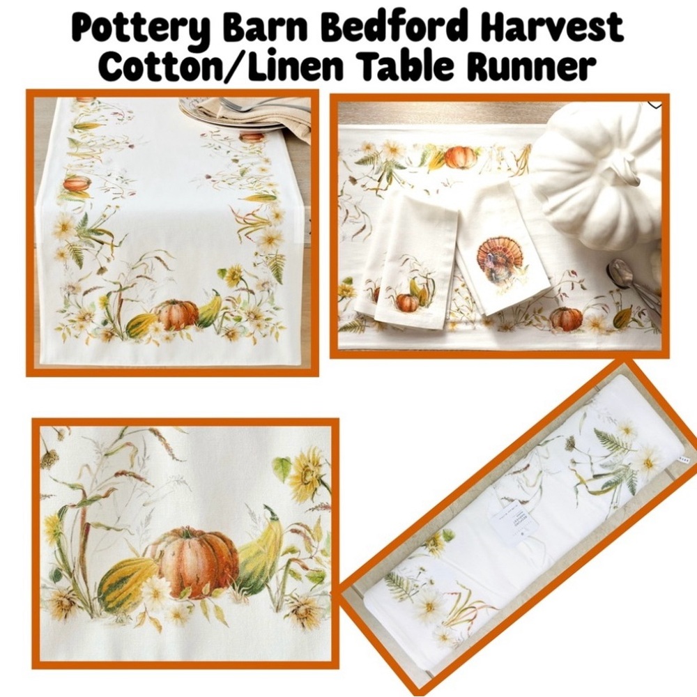 Pottery Barn Bedford Harvest Cotton/Linen Table Runner